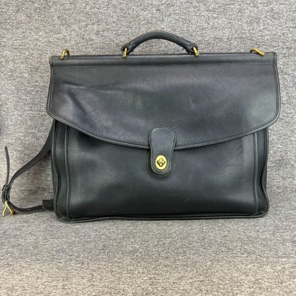 ✅VTG Coach Beekman 5266 Black Leather Briefcase Business Messenger/Laptop Bag - Picture 1 of 16